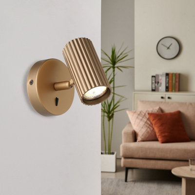 Eglo Black/Bronze Portillo Aluminium & Steel Modern Wall Spotlight, Matte Brass