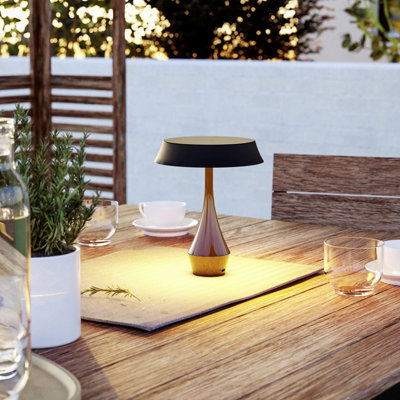 B&Q -  Turcio Steel And Aluminium Sculptural Design Led Tricolour Portable Outdoor Table LampBlack