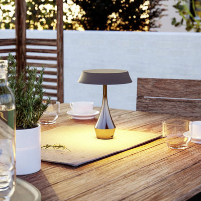 B&Q -  Turcio Steel And Aluminium Sculptural Design Led Tricolour Portable Outdoor Table LampDark Bronze