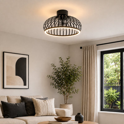 B&Q -  Mogano Steel Ceiling Light With FanBlack