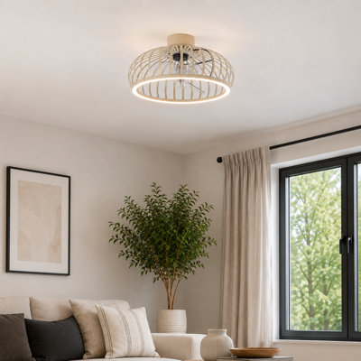 Eglo Mogano Steel Ceiling Light With Fan, Sandy in Beige - Image 4