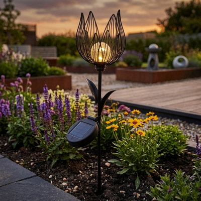 Lunaria Urban Solar Flower Garden Stake Light from B&Q