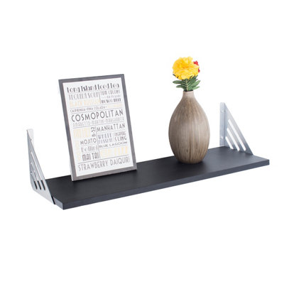 900mm Avon shelf kit with silver effect brackets, matt black