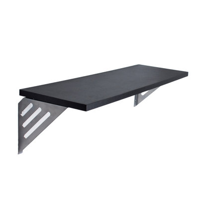 900mm Avon shelf kit with silver effect brackets, matt black