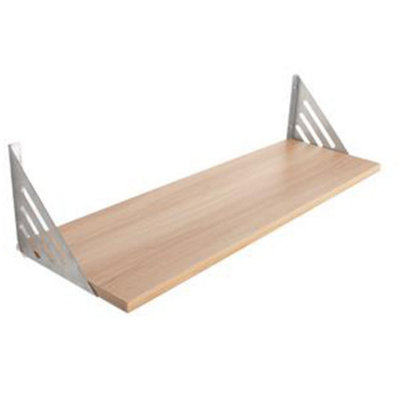 900mm Avon shelf kit with silver effect brackets, oak effect