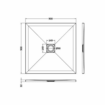 900mm Premium Slimline Square Shower Tray - Slate Grey - 3