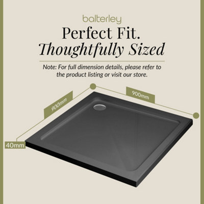 900mm Premium Square Shower Tray - Slate Grey - 4