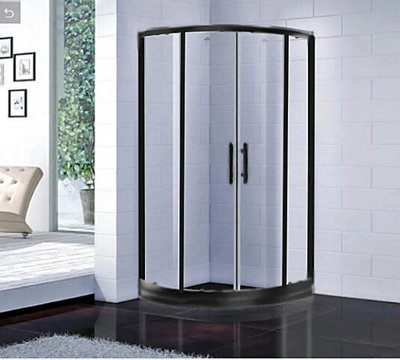 900mm Quadrant Shower Enclosure Black Walk In Corner Cubicle