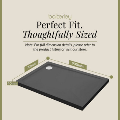 900mm x 700mm Premium Rectangular Shower Tray - Slate Grey - 3