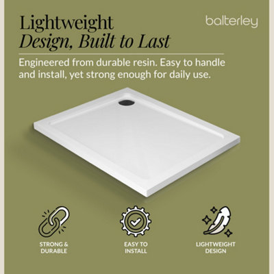 900mm x 700mm Premium Rectangular Shower Tray - White