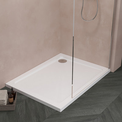 900mm x 800mm Premium Rectangular Shower Tray - White