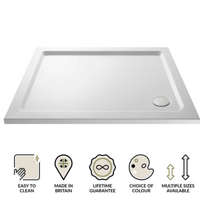 900mm x 800mm Premium Rectangular Shower Tray - White