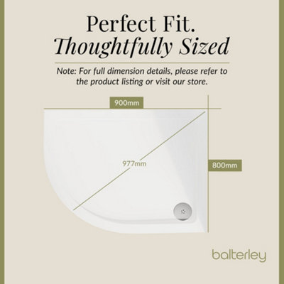 900mm x 800mm Premium Shower Tray - Left Hand Offset Quadrant - White - 3