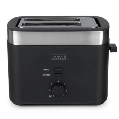 900W 2 Slice Toaster with Defrost Function and Crumb Tray