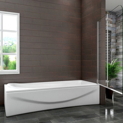 900x1400mm Pivot Hinge Bath Shower Screen Over Bath 2 Fold Folding ...