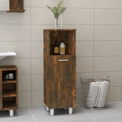 Berkfield Bathroom Cabinet Smoked Oak 30X30x95 Cm Engineered Wood