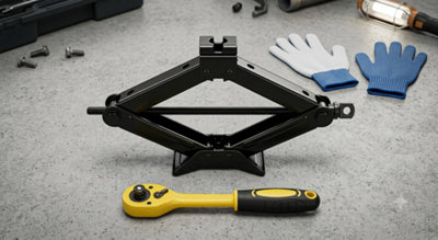  - 2.5 Ton Heavy Duty Scissor Jack Lift Wind Up Car Van Garage Jack With Speed Crank Handle
