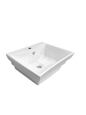 White Ceramic Washbasin/sink 50X43X20Cm Rectangle from B&Q