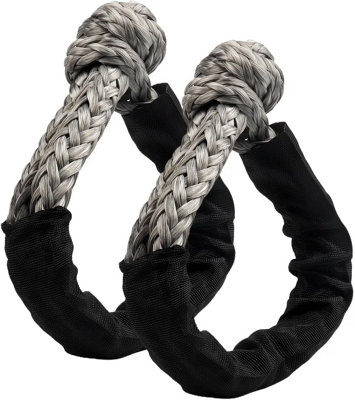  - 2 Pack Soft Shackle Recovery Kit 0.5 Inch By 22 Inch 57000 Pounds Breaking Strength/black