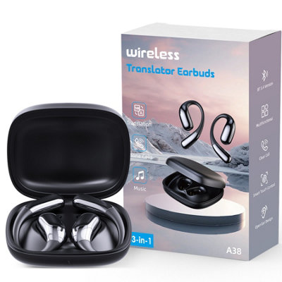 Balck Translation Earbuds Real Time, 3-In-1 Translator Earbuds 144 Languages & Accents, Translation Headphones For Travel Learning