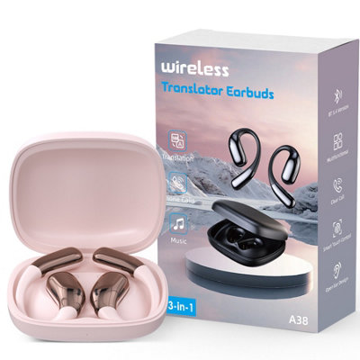 Pink Translation Earbuds Real Time, Translator Earbuds 144 Languages & Accents, Translation Headphones For Travel Learning