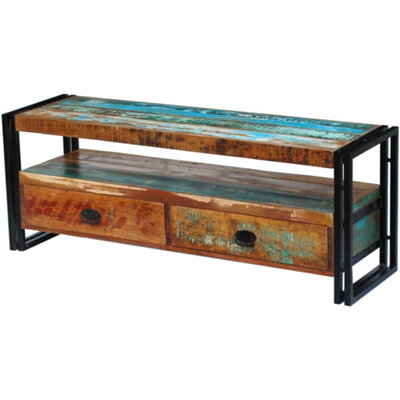 Berkfield Tv Cabinet Solid Reclaimed Wood Grain