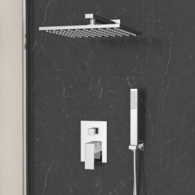 Nes Home Chrome Conceal Shower Mixer With Diverter Hand Held Shower Head Set from B&Q