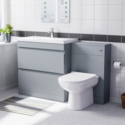 Nes Home Matte Grey Freestanding 800mm Drawers VanityWc Unit & Btw Toilet from B&Q