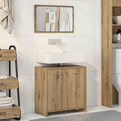 Berkfield Bathroom Cabinet With Mirror Artisan Oak Engineered Wood from B&Q