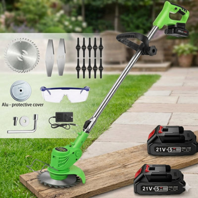 21V Cordless Grass Trimmer Strimmer Garden Edger Cutter With 2 Batteries Lightweight Electric Weed Trimmer from B&Q