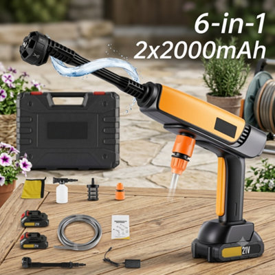  - 2 Battery 21V Cordless High Pressure Washer Car Jet Wash Cleaner Gun Portable