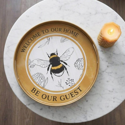 Garden Greatness Welcome To Our Home Bee Tray Decor