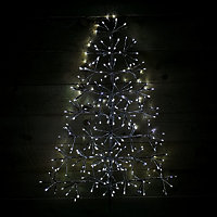 90cm 296 LED Premier Christmas Twinkling Silver Starburst Timer Tree in White
