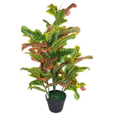 90cm Artificial Codiaeum Multicoloured House Plant - Large