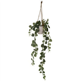 90cm Artificial Potted Hanging Trailing Green Plant - String of Hearts