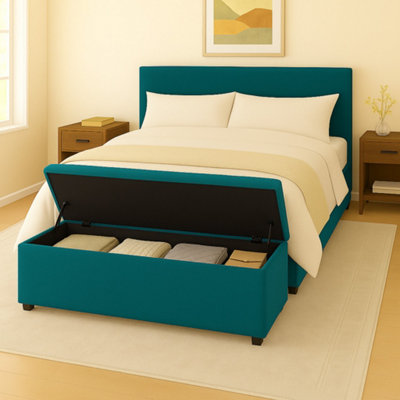 90cm Chesterfield Ottoman Storage Box- Plush Velvet Shoe Bench ...