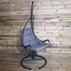 90cm dia. Grey Hanging Garden Egg Chair with Steel Frame Indoor or Outdoor