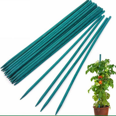 90cm Garden Stakes 30 Pack Bamboo Sticks Plant Support Green Wooden Canes Gardening