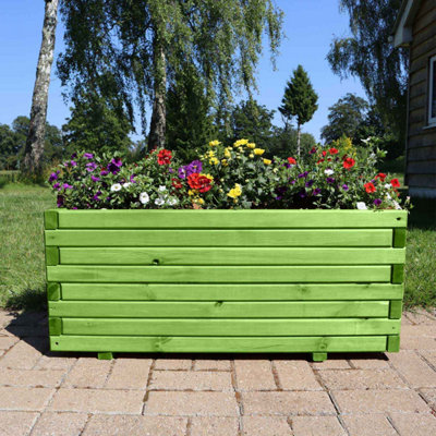 90cm Grass Green Pine Raised Wooden Trough Planter