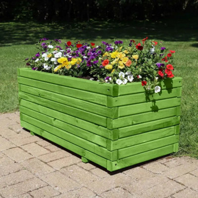 90cm Grass Green Pine Raised Wooden Trough Planter