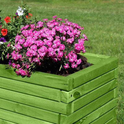 90cm Grass Green Pine Raised Wooden Trough Planter - 4