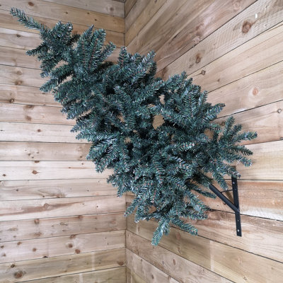 90cm Indoor Wall Mounted Christmas Tree with Wrapped Branches PVC with Bracket