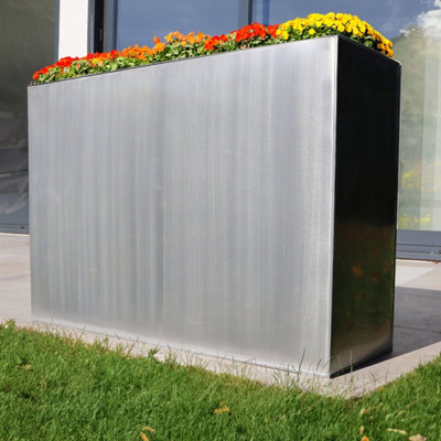90cm Long Zinc Galvanised Brushed Silver 60cm Tall Trough Planter