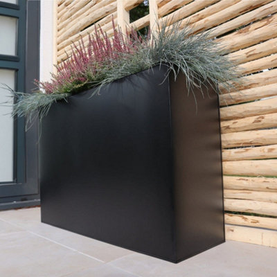 90cm Long Zinc Galvanised Matte Black 60cm Tall Trough Planter