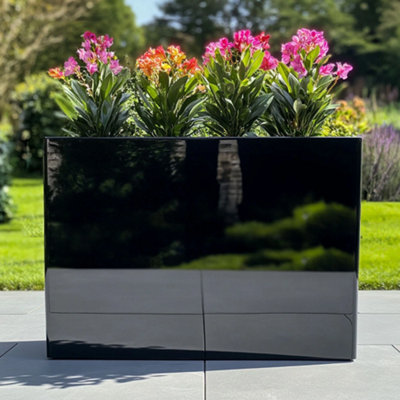 90cm Long Zinc Galvanised Polished Black 60cm Tall Trough Planter