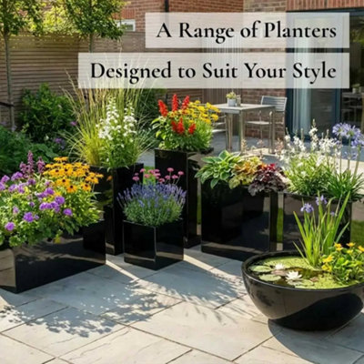 90cm Long Zinc Galvanised Polished Black 60cm Tall Trough Planter