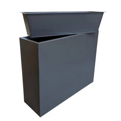 90cm Long Zinc Matte Grey 60cm Tall Trough Planter - 5