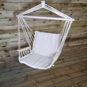 90cm Padded Hanging Chair Hammock in Natural for Indoor or Outdoor Use