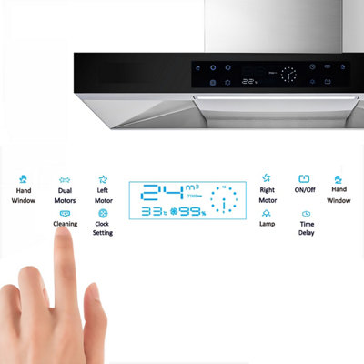 90cm Powerful Smart seamless stainless steel Chimney Cooker hood Black MLB-757D - 4