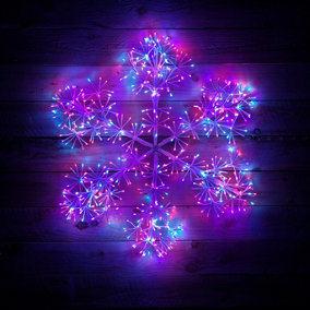 90cm Premier Indoor Outdoor Christmas Starburst Snowflake LED Light in Rainbow